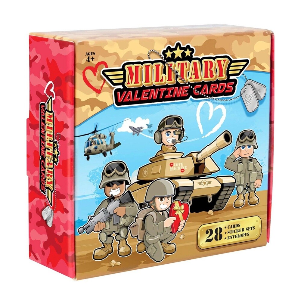28-Pack Military Valentines Day Cards with Envelopes & Stickers  Box E